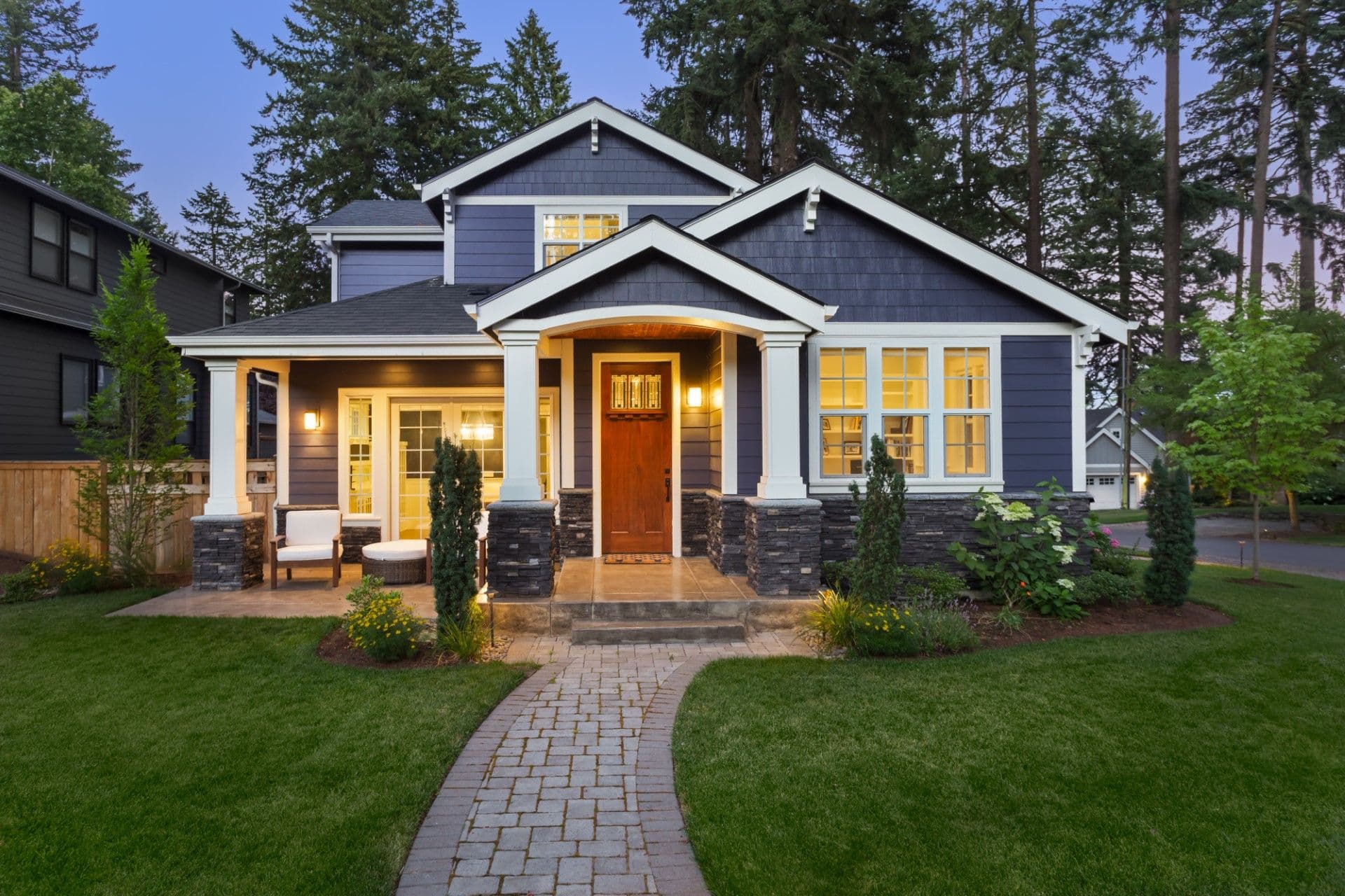 Home exterior with windows and front door