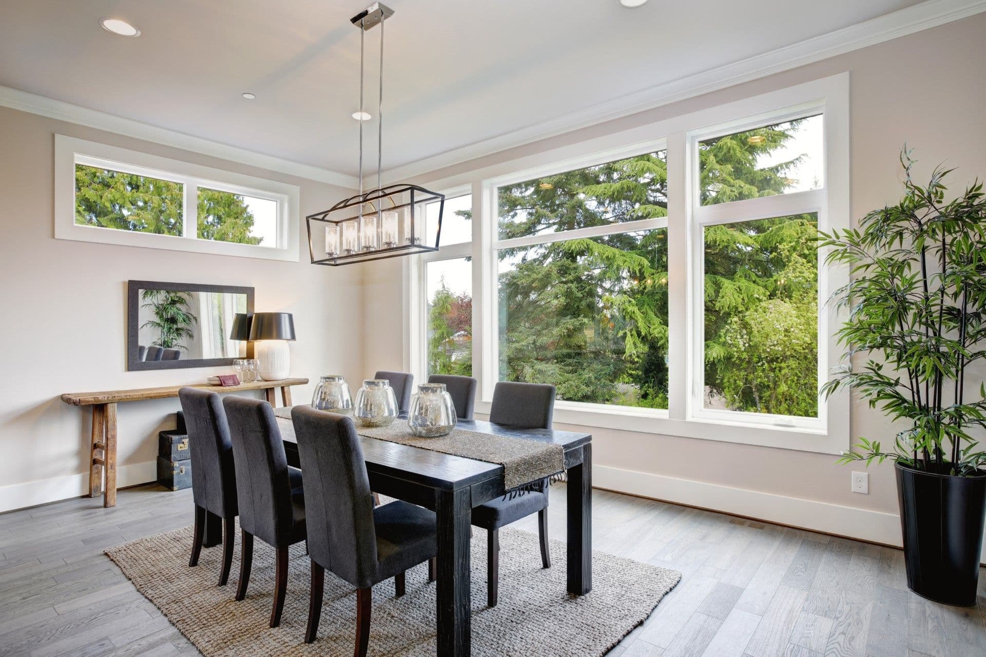 Dining room with large window
