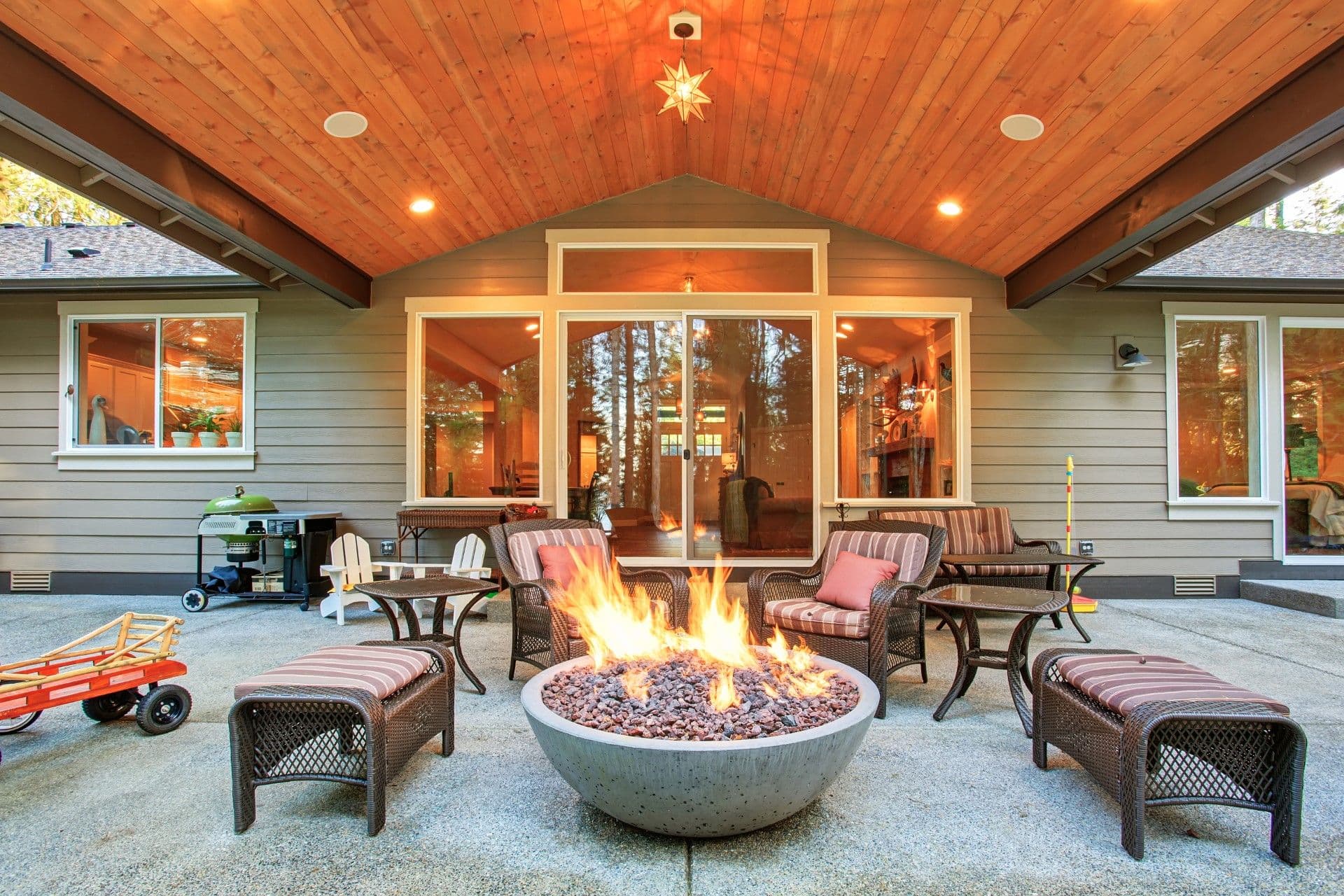 Back patio with sliding patio door