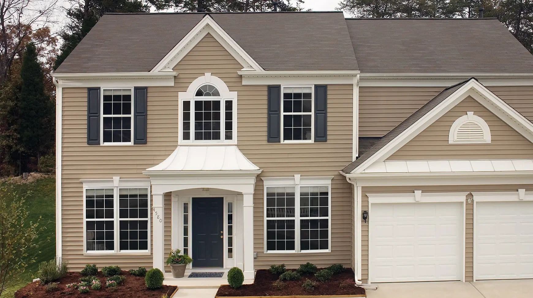 Brown house with casement windows